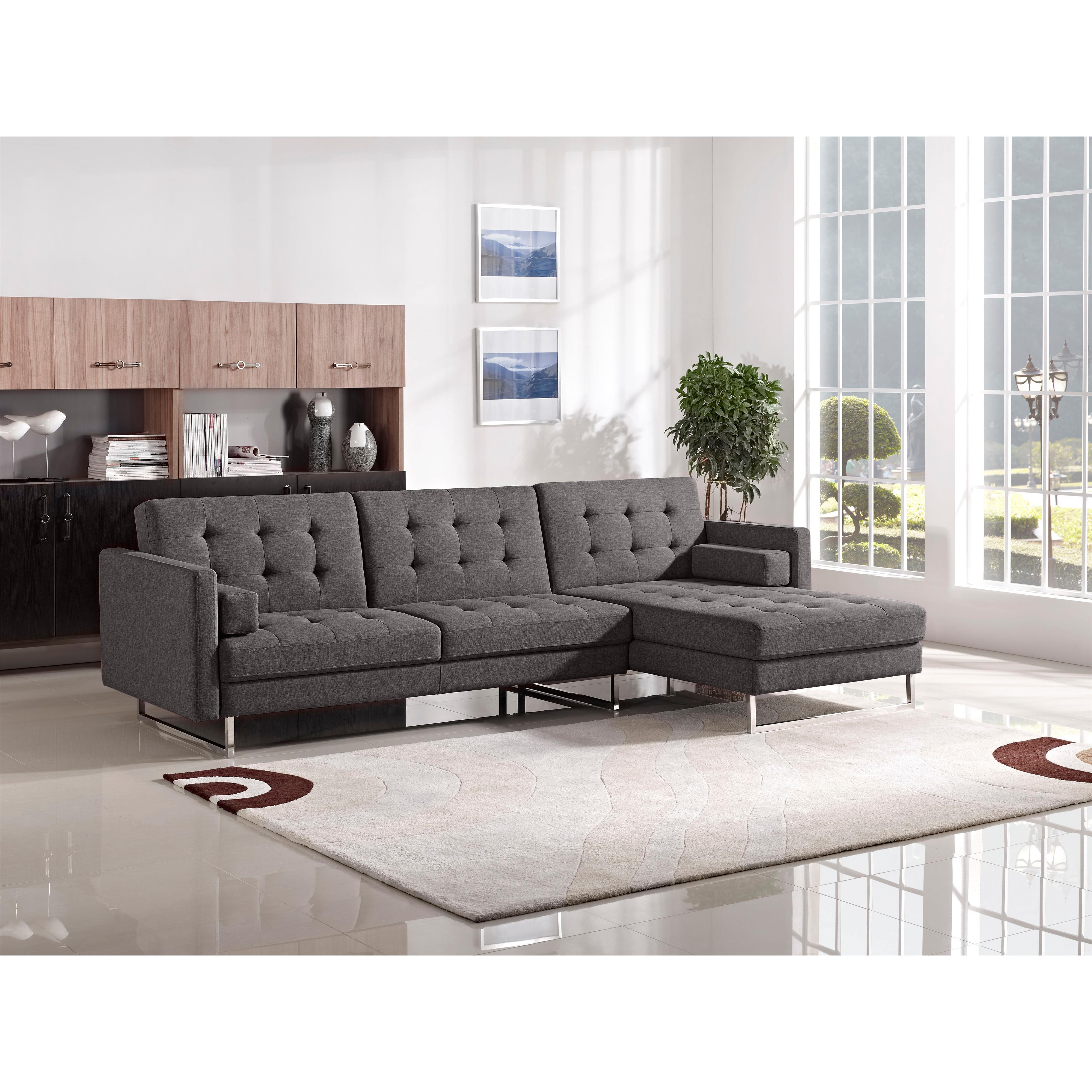 Diamond Sofa Opus OPUSRFSECTGR Convertible Tufted RF Chaise Sectional